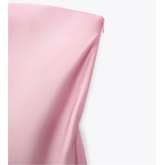 Zara STRAPLESS TIE DYE SATIN EFFECT DRESS - Picture 9 of 16